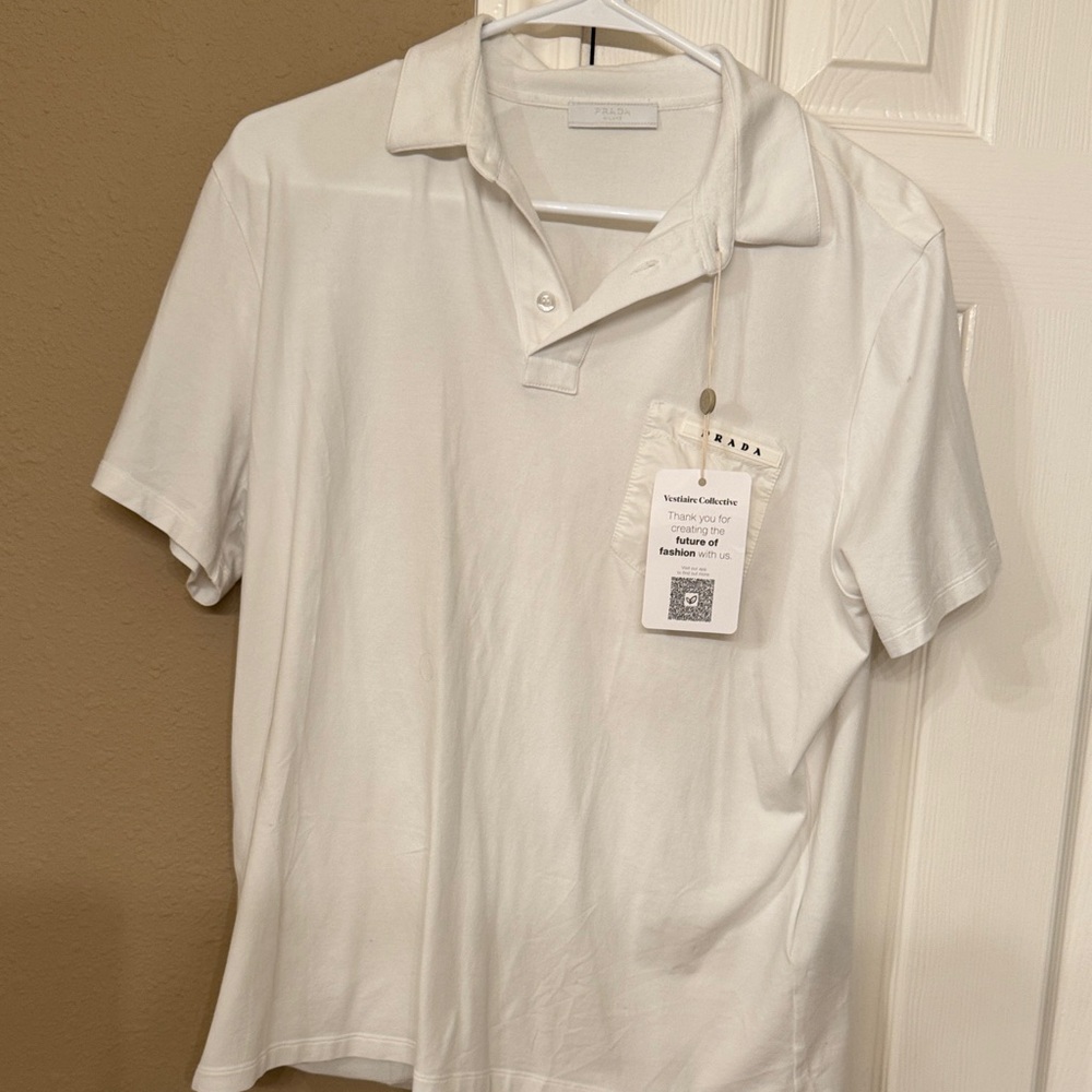 Prada Men's Classic White Polo.Size XL. Bought from Vestiare collective.